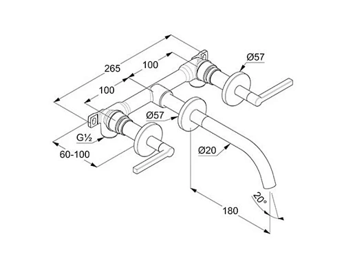 Смеситель для раковины Kludi NOVA FONTE 20144N115 настенный брашированная бронза Смеситель для раковины Kludi NOVA FONTE 20144N115 настенный брашированная бронза