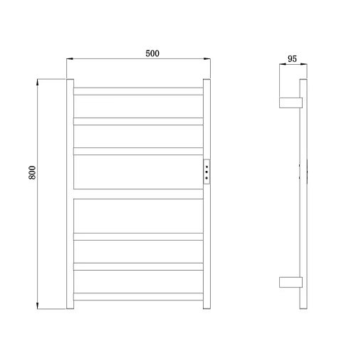 Полотенцесушитель электрический Raglo R350.06.09 настенный сенсорный с терморегулятором, графит Полотенцесушитель электрический Raglo R350.06.09 настенный сенсорный с терморегулятором, графит