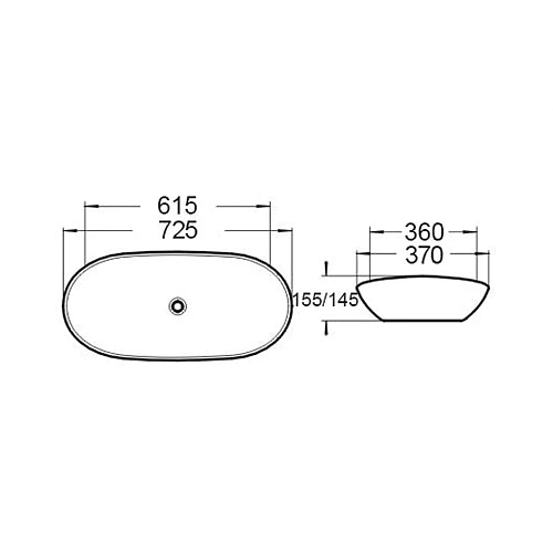 Раковина Vincea VBS-508MB, 615x360x155 керамическая, накладная, цвет черный матовый Раковина Vincea VBS-508MB, 615x360x155 керамическая, накладная, цвет черный матовый