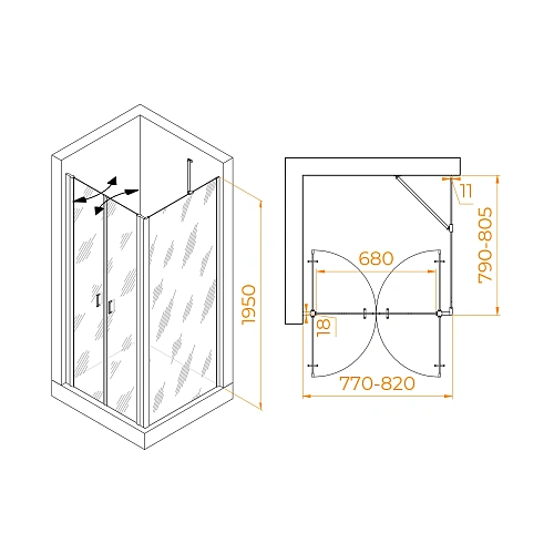 Душевой уголок RGW PA-134B (PA-104B+Z-050-2B+O-204B) 800x800 мм 060814488-14 черный Easy Clean Душевой уголок RGW PA-134B (PA-104B+Z-050-2B+O-204B) 800x800 мм 060814488-14 черный Easy Clean