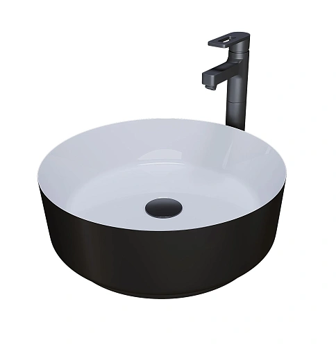 Раковина GROSSMAN Color GR-4040BW (360x360x115) черная белая внутри Раковина GROSSMAN Color GR-4040BW (360x360x115) черная белая внутри