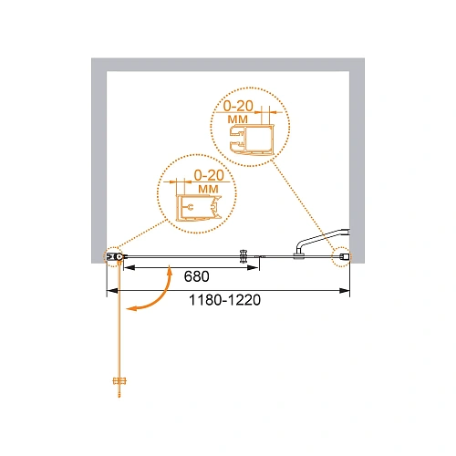 Душевая дверь CEZARES ELENA-W-B-11-40+80-P-Cr-L 120см стекло рифленое, профиль хром Душевая дверь CEZARES ELENA-W-B-11-40+80-P-Cr-L 120см стекло рифленое, профиль хром