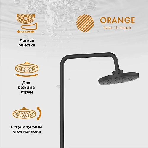 Душевая система Orange Thermo T02S3-911b термостат с изливом, черный матовый Душевая система Orange Thermo T02S3-911b термостат с изливом, черный матовый