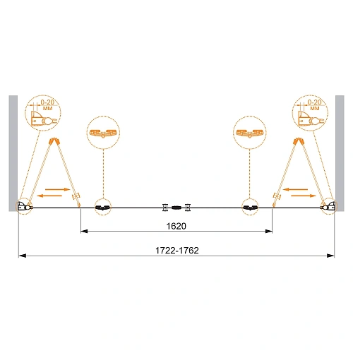 Душевая дверь CEZARES ELENA-W-BS-22-180-C-Cr 180см стекло прозрачное, профиль хром Душевая дверь CEZARES ELENA-W-BS-22-180-C-Cr 180см стекло прозрачное, профиль хром