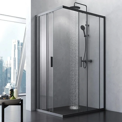Душевой уголок AM.PM Gem S W93G-404-120290-BT S Twin Slide 120x90, профиль черный матовый, стекло прозрачное Душевой уголок AM.PM Gem S W93G-404-120290-BT S Twin Slide 120x90, профиль черный матовый, стекло прозрачное