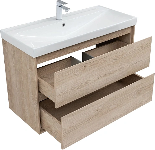 Тумба под раковину Aquanet Милан 100 дуб светлый 00336385 подвесная Тумба под раковину Aquanet Милан 100 дуб светлый 00336385 подвесная