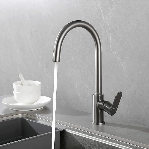 Смеситель для кухни Aquatek АЛЬФА AQ1982BGM оружейная сталь Смеситель для кухни Aquatek АЛЬФА AQ1982BGM оружейная сталь