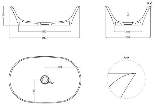 Раковина Salini MONA 110811G 600x390 накладная S-Sense Раковина Salini MONA 110811G 600x390 накладная S-Sense