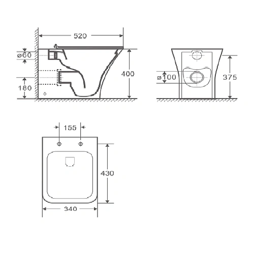 Унитаз приставной Ceruttispa VETTORE F CT7841 безободковый, сиденье микролифт Унитаз приставной Ceruttispa VETTORE F CT7841 безободковый, сиденье микролифт
