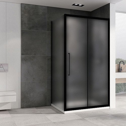Душевой уголок ABBER Schwarzer Diamant AG30160BMH-S100BM 160x100 см универсальный, профиль черный, стекло матовое Душевой уголок ABBER Schwarzer Diamant AG30160BMH-S100BM 160x100 см универсальный, профиль черный, стекло матовое