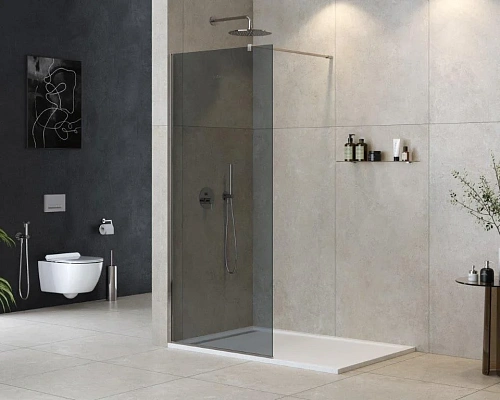 Душевая перегородка CEZARES LIBERTA-L-1-80-120-GR-Cr 80см стекло тонированное (графит), профиль хром Душевая перегородка CEZARES LIBERTA-L-1-80-120-GR-Cr 80см стекло тонированное (графит), профиль хром