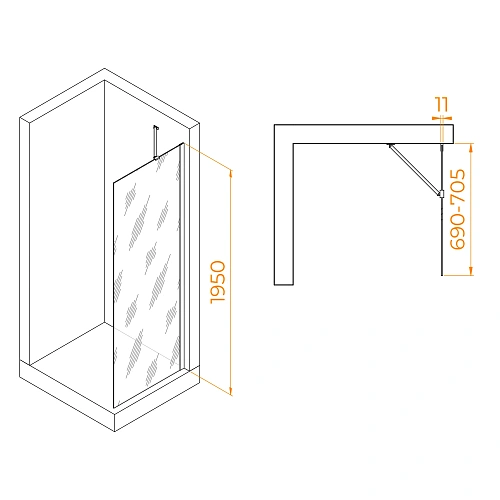 Душевая перегородка RGW Walk In WA-102 700 мм 351010207-21 хром, Easy Clean Душевая перегородка RGW Walk In WA-102 700 мм 351010207-21 хром, Easy Clean
