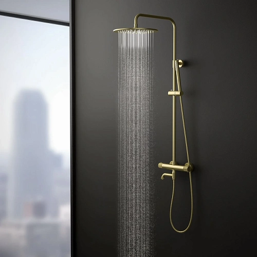Душевая система Timo Saona SX-2380/17 с термостатом золото матовое Душевая система Timo Saona SX-2380/17 с термостатом золото матовое
