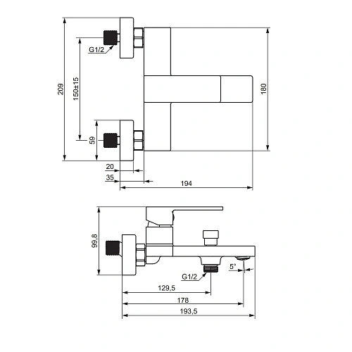 Смеситель для ванны Damixa Gala 531000500 розовое золото Смеситель для ванны Damixa Gala 531000500 розовое золото