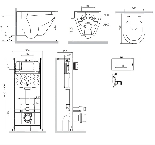 Комплект унитаза AM.PM Spirit V2.0 FlashClean IS48001.701738с инсталляцией, сиденьем микролифт и клавишей смыва Комплект унитаза AM.PM Spirit V2.0 FlashClean IS48001.701738с инсталляцией, сиденьем микролифт и клавишей смыва