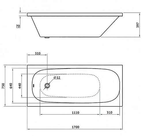 Акриловая ванна BERGES NELU 170x75 с каркасом 050023 Акриловая ванна BERGES NELU 170x75 с каркасом 050023