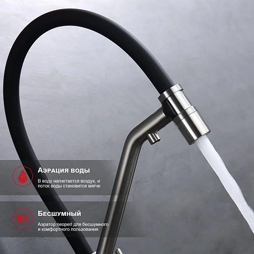 Смеситель для кухни Raglo R80.62.05 с гибким изливом с подключением к фильтру, сатин Смеситель для кухни Raglo R80.62.05 с гибким изливом с подключением к фильтру, сатин