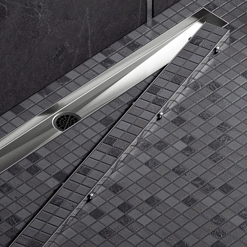 Душевой лоток Timo Drain System 800 с двусторонней панелью "plate" под плитку, Хром Душевой лоток Timo Drain System 800 с двусторонней панелью "plate" под плитку, Хром