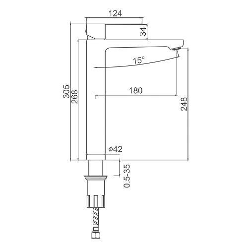 Смеситель для раковины Splenka S222.15.09, графит Смеситель для раковины Splenka S222.15.09, графит