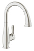 Картинка анонса товара «смеситель для кухни grohe parkfield с выдвижной лейкой, c-образный излив, суперсталь (30215dc1)»