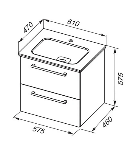 Тумба под раковину DREJA GIO, 60 см, подвесная, 2 ящика, дуб кантри 77.0102D Тумба под раковину DREJA GIO, 60 см, подвесная, 2 ящика, дуб кантри 77.0102D