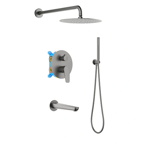 Душевая система Aquatek Бетта AQ1173BGM черный хром шлифованный Душевая система Aquatek Бетта AQ1173BGM черный хром шлифованный