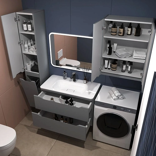 Тумба под раковину Style Line Марелла 90 Люкс антискрейтч серый, PLUS подвесная СС-00002415 Тумба под раковину Style Line Марелла 90 Люкс антискрейтч серый, PLUS подвесная СС-00002415