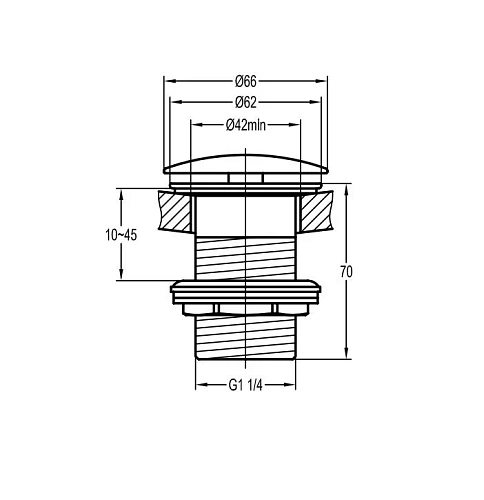 Донный клапан CEZARES ECO-SC-BORO с системой клик-клак без перелива, брашированное золото Донный клапан CEZARES ECO-SC-BORO с системой клик-клак без перелива, брашированное золото