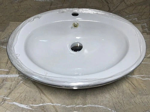 Раковина CeramaLux 3573 накладная, белый/хром Раковина CeramaLux 3573 накладная, белый/хром