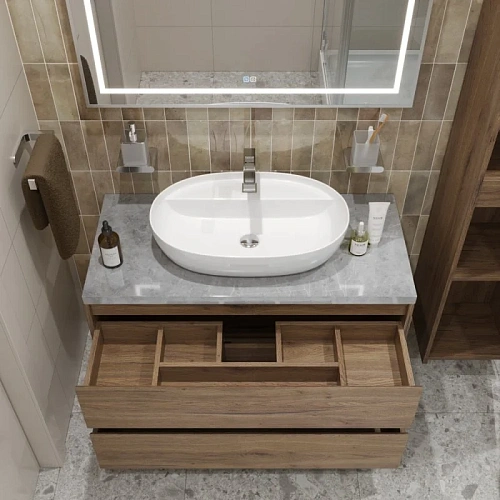 Тумба со столешницей и раковиной BelBagno KRAFT 100 kraft100rt-kepmgl-1346-set подвесная KRAFT100RT-KEPMGL-1346-SET Тумба со столешницей и раковиной BelBagno KRAFT 100 kraft100rt-kepmgl-1346-set подвесная KRAFT100RT-KEPMGL-1346-SET