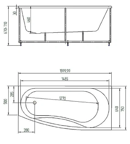 Акриловая ванна Aquatek Пандора правая пустая с фронтальным экраном +левый бокэкр PAN160-0000053 Акриловая ванна Aquatek Пандора правая пустая с фронтальным экраном +левый бокэкр PAN160-0000053