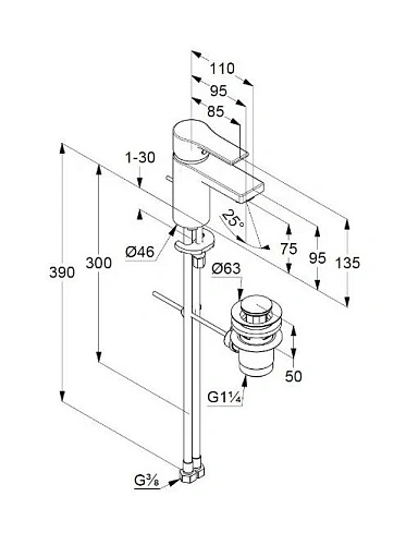 Смеситель для раковины Kludi ZENTA SL 482633965 черный матовый Смеситель для раковины Kludi ZENTA SL 482633965 черный матовый