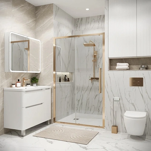 Душевая дверь GROSSMAN Cosmo 100.K33.02.100.32.00 (100x195) золото сатин, стекло прозрачное Душевая дверь GROSSMAN Cosmo 100.K33.02.100.32.00 (100x195) золото сатин, стекло прозрачное