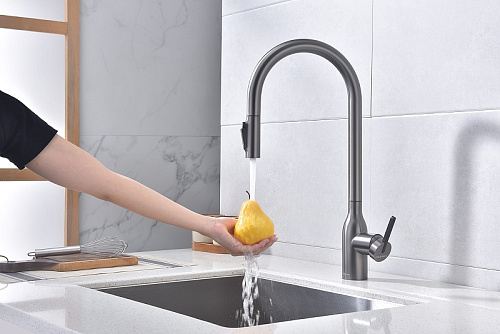 Смеситель для кухни Paulmark Universal вороненая сталь Un213880-GM Смеситель для кухни Paulmark Universal вороненая сталь Un213880-GM