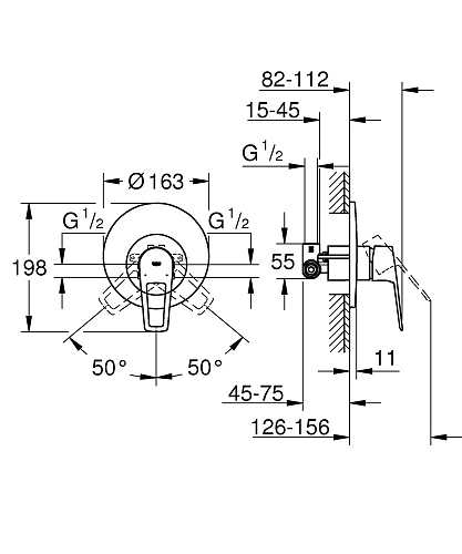 Смеситель для душа GROHE BauLoop однорычажный, хром (29080001) Смеситель для душа GROHE BauLoop однорычажный, хром (29080001)