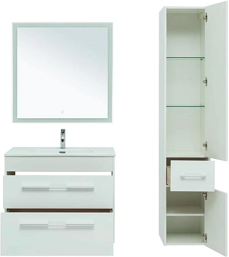 Комплект мебели Aquanet Августа 80 белый (ручка хром) 00281159 Комплект мебели Aquanet Августа 80 белый (ручка хром) 00281159