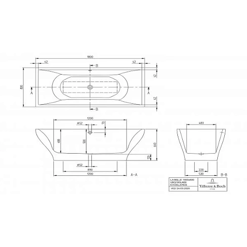 Ванна квариловая Villeroy & Boch La Belle 180 x 80 см UBQ180LAB9T1V-01 Ванна квариловая Villeroy & Boch La Belle 180 x 80 см UBQ180LAB9T1V-01