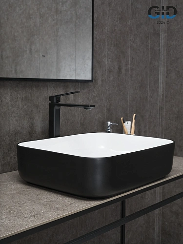 Раковина Gid Nc366 52205 накладная белая / черная 50x39x13 Раковина Gid Nc366 52205 накладная белая / черная 50x39x13