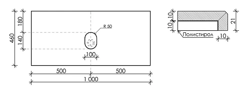 Столешница Sancos TT100A1 1000х460 Столешница Sancos TT100A1 1000х460