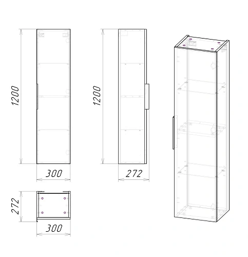 Шкаф-пенал GROSSMAN ФОРТА-30 см универсальный дуб галифакс 303005 Шкаф-пенал GROSSMAN ФОРТА-30 см универсальный дуб галифакс 303005
