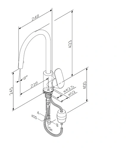 Смеситель для кухни AM.PM Like F8012000 с вытяжным изливом, хром Смеситель для кухни AM.PM Like F8012000 с вытяжным изливом, хром