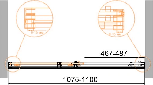 Душевая дверь CEZARES DUET SOFT-BF-1-110-C-Cr 110см стекло прозрачное, профиль хром Душевая дверь CEZARES DUET SOFT-BF-1-110-C-Cr 110см стекло прозрачное, профиль хром