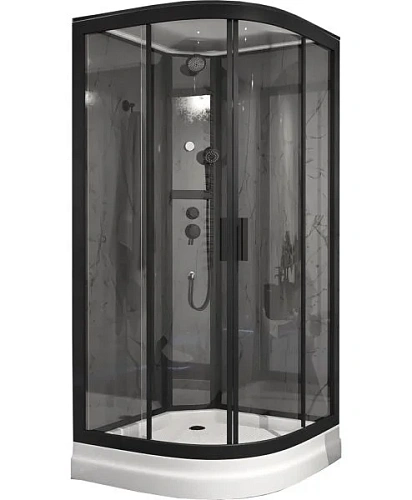 Душевая кабина Timo Premium ILMA Black 909 с крышей, хамам и стульчиком 90x90x222 Душевая кабина Timo Premium ILMA Black 909 с крышей, хамам и стульчиком 90x90x222