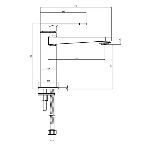 Смеситель для раковины AQUAme Novara AQM6910MB черный матовый Смеситель для раковины AQUAme Novara AQM6910MB черный матовый