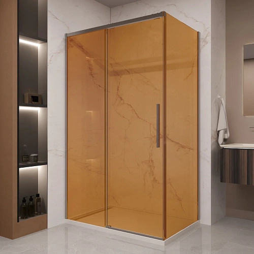 Душевой уголок Vincea Stella VSR-1ST9012GSGM 1200x900 вороненая сталь, стекло янтарь Душевой уголок Vincea Stella VSR-1ST9012GSGM 1200x900 вороненая сталь, стекло янтарь