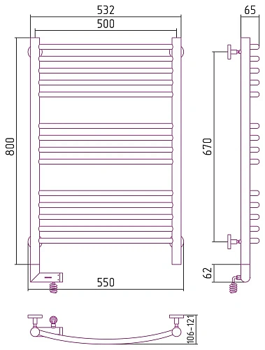 Полотенцесушитель электрический Сунержа Богема 2.0 выгнутая 800х500 МЭМ левый 30-5202-8050 Матовый б Полотенцесушитель электрический Сунержа Богема 2.0 выгнутая 800х500 МЭМ левый 30-5202-8050 Матовый б