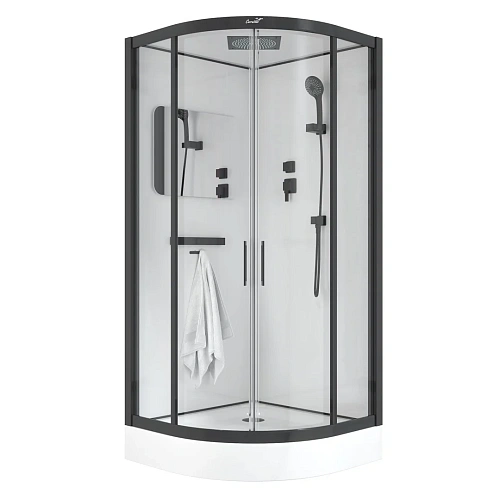 Душевая кабина Ceruttispa VIVA101B 100x100x215 профиль черный, стекло прозрачное Душевая кабина Ceruttispa VIVA101B 100x100x215 профиль черный, стекло прозрачное