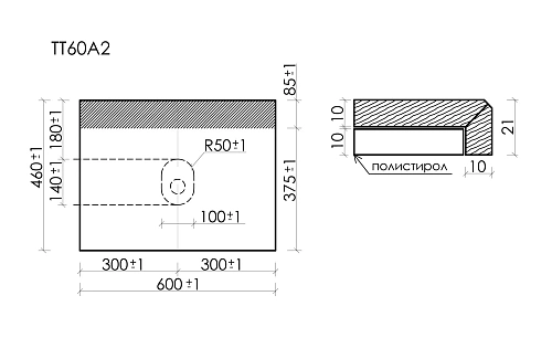 Столешница SANCOS 600х460 kreman TT60A2 Столешница SANCOS 600х460 kreman TT60A2