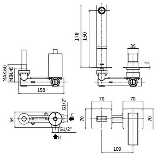 Смеситель для раковины Paffoni Elle EL104NO70 черный матовый Смеситель для раковины Paffoni Elle EL104NO70 черный матовый