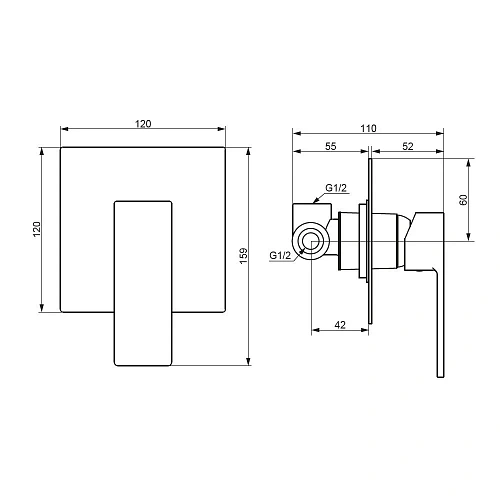 Смеситель для душа Damixa Gala 537500300 встраиваемый черный Смеситель для душа Damixa Gala 537500300 встраиваемый черный
